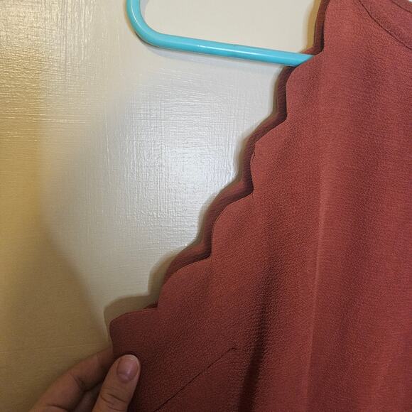 Mine Size Large L Scalloped Terra Cotta Sleeveless Blouse Top Boho Indie NWOT - Picture 3 of 7